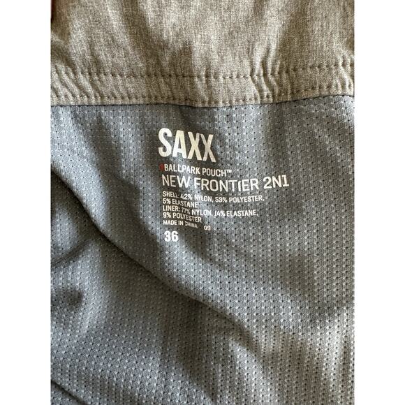 SAXX Men's Ballpark Pouch - New Frontier 2N1 Shorts 9” Gray - PRELOVED - Size 36 - Picture 8 of 10